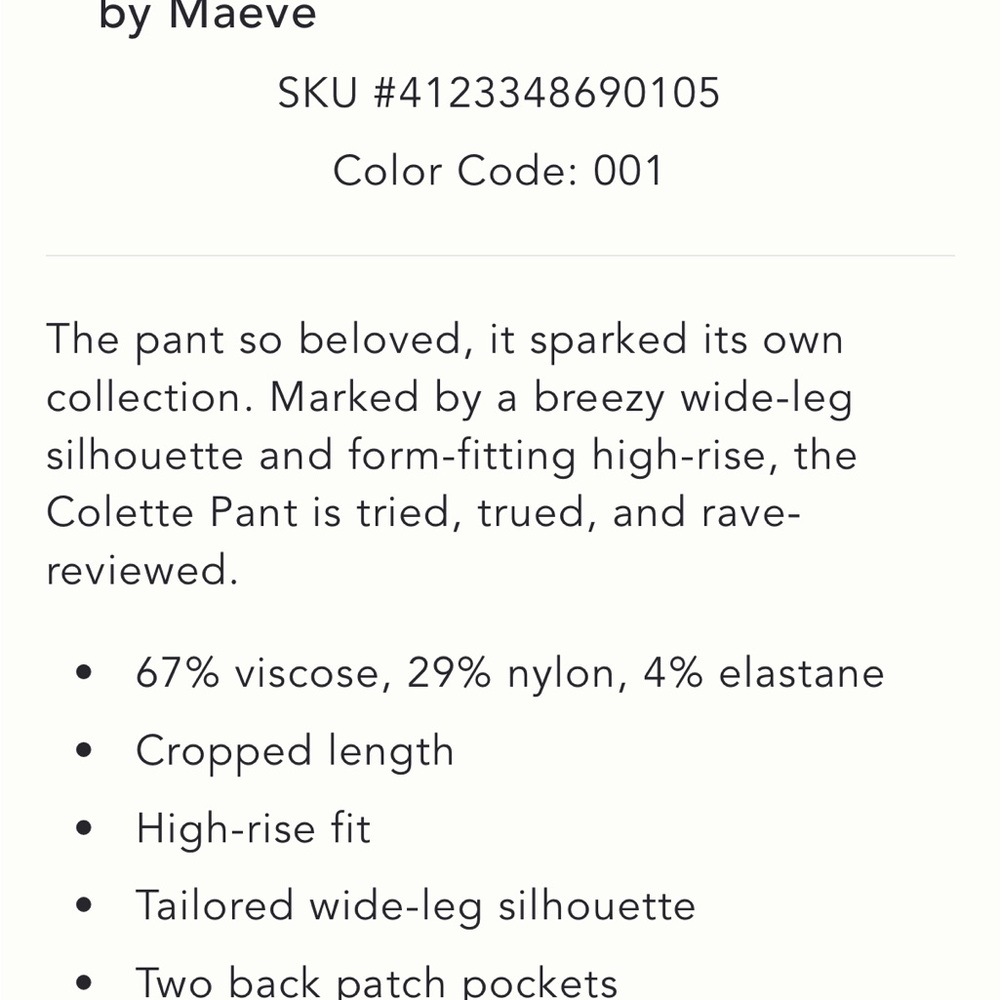 NWT Anthropologie The Colette Crop Bow-Waist Pants by Maeve 27p & 28p - Picture 6 of 8